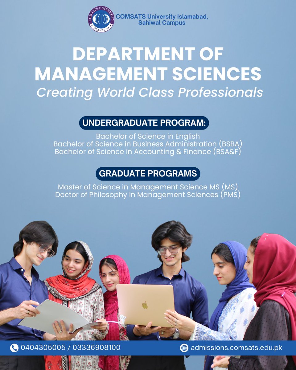 ADMISSIONS Fall 2025 - OPEN NOW
BS | MS | PhD Programs

admissions.comsats.edu.pk

#COMSATS #University #Islamabad #Sahiwal #Cmapus #CUI #COMSATSSahiwal #Admissions #AdmissionsOpen #admissionsopen2025_26 #BS #MS #PhD #BSPrograms #MSPrograms #PhDAdmissions #Fall2025Admissions