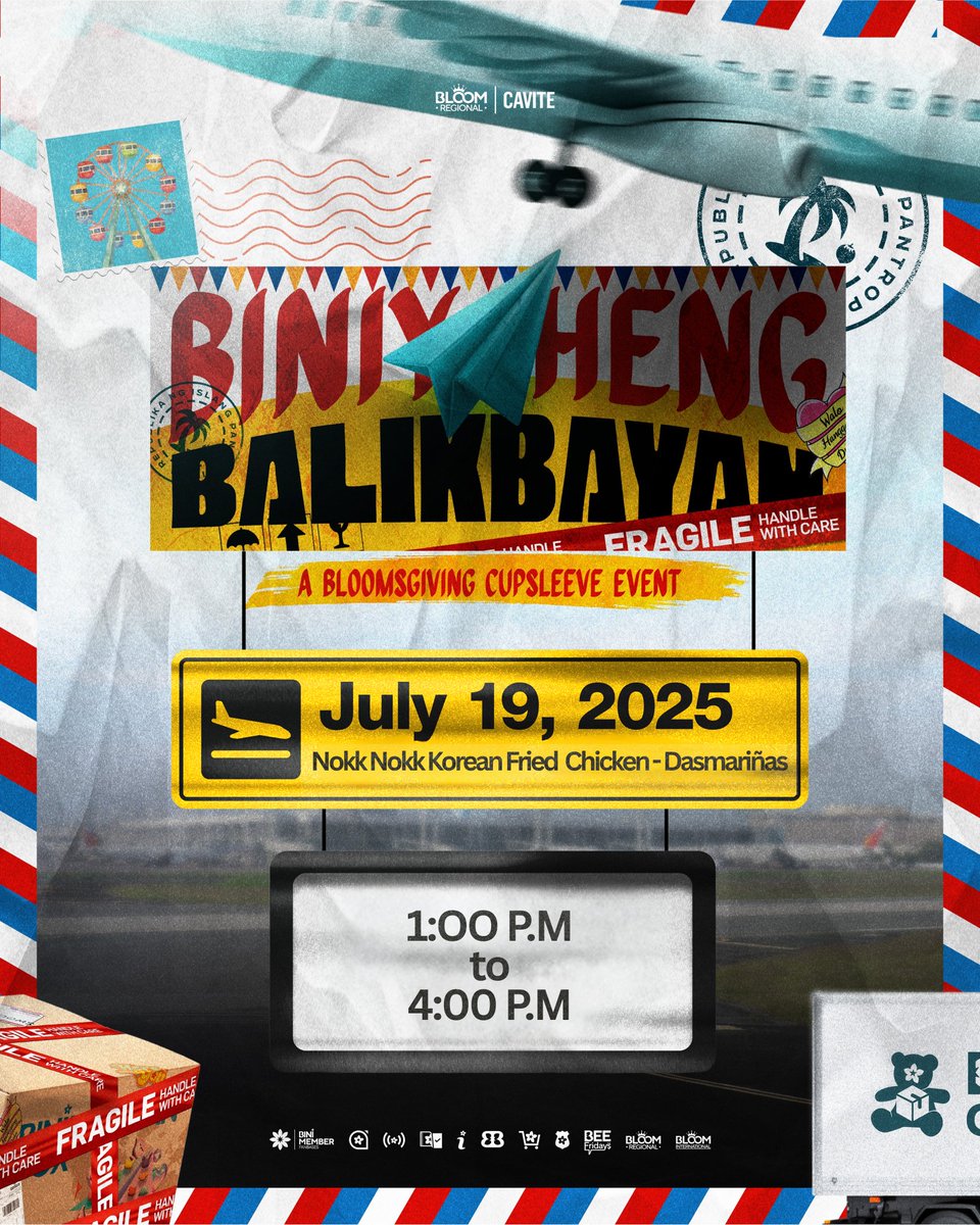 [ANNOUNCEMENT]

Our BINIyaheng Balikbayan: A BLOOMSgiving Cupsleeve Event has been moved to a cozier venue, but don’t worry because everything is still on for July 19, 2025. 

We can’t wait to welcome you to Nokk Nokk Korean Fried Chicken - Dasmariñas for an even more intimate