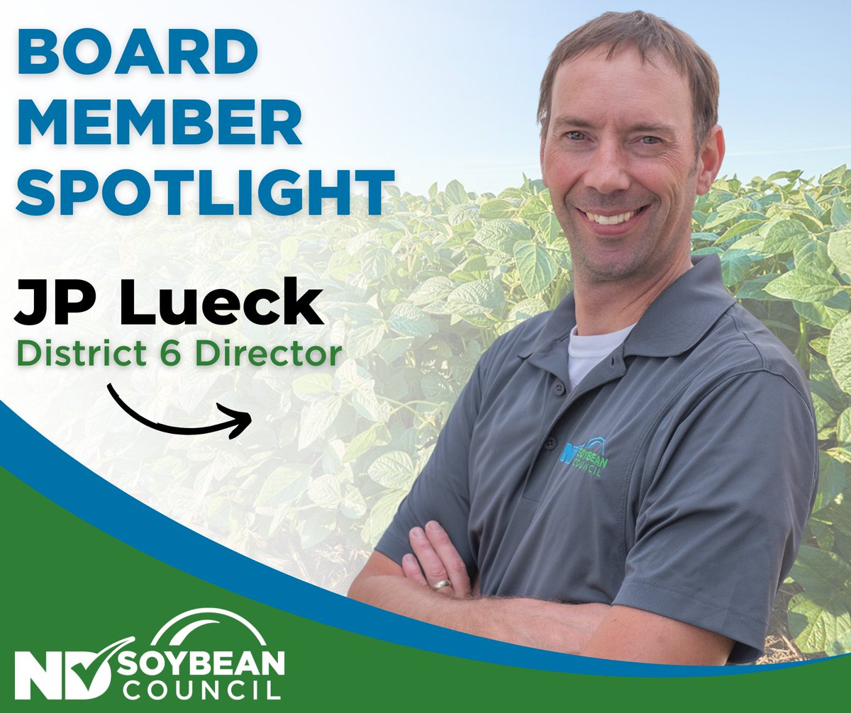 NDSoybean's tweet image. Board Member Spotlight! 🌱
JP Lueck, who farms near Spiritwood, represents soybean producers in Stutsman County as the District 6 Director on the North Dakota Soybean Council. He serves on the NDSC Market Development Committee and represents the Council on the @SoyaGrains.…