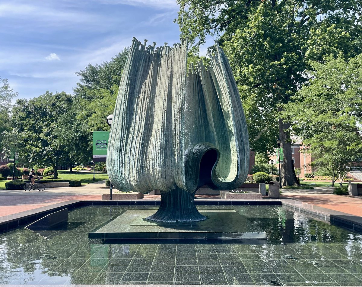 Harry Bertoia’s Marshall Memorial Fountain (1972) in Huntington, WV

Dedicated to the 75 Marshall University
football players, coaches, supporters, and staff who were killed in a plane crash on November 14, 1970