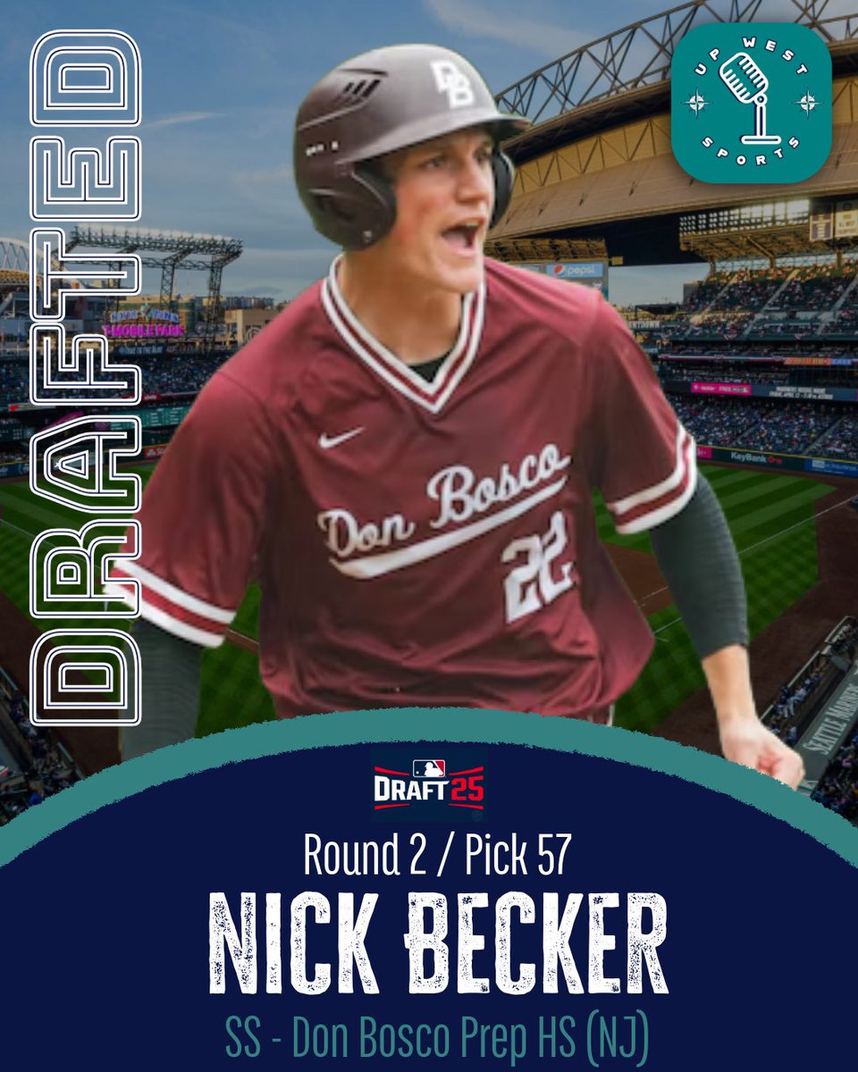 🚨With the 57th Pick in the 2025 MLB Draft🚨

The Seattle Mariners select:

Nick Becker - SS/INF - Don Bosco Prep HS (NJ)

Solid INF from the prep ranks who will bring a 55 grade hit tool along with a 50 grade power tool. Speed is also very plus at 55 grade, as well!