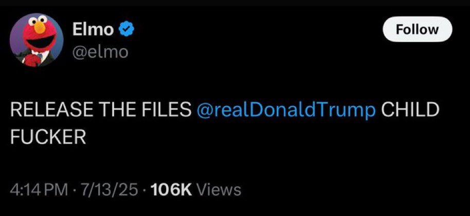 The Elmo account on Twitter just posted this. The account was reportedly hacked
