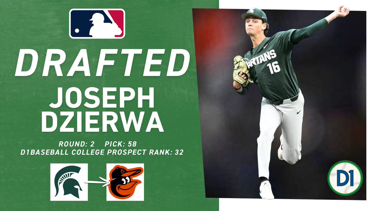D1Baseball (@d1baseball) on Twitter photo 2025 MLB DRAFT – Round 2⃣ | Pick 5⃣8⃣
Joseph Dzierwa, <a href="/MSUBaseball/">Michigan State Baseball</a> ➡️ <a href="/Orioles/">Baltimore Orioles</a>
#MLBDraft x #D1Baseball 2025 MLB DRAFT – Round 2⃣ | Pick 5⃣8⃣
Joseph Dzierwa, <a href="/MSUBaseball/">Michigan State Baseball</a> ➡️ <a href="/Orioles/">Baltimore Orioles</a>
#MLBDraft x #D1Baseball