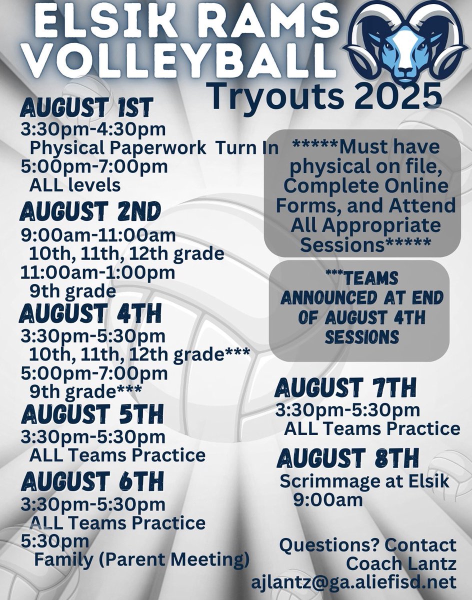 Elsik Volleyball (@elsik_vb) on Twitter photo Less than a month away!!!! Physical and online forms required!!
<a href="/AliefISD/">Alief ISD</a> <a href="/Alief_Athletics/">Alief ISD Athletics</a> <a href="/ElsikHighSchool/">Elsik High School</a> <a href="/ElsikNGCRams/">Elsik Ninth Grade Center</a> Less than a month away!!!! Physical and online forms required!!
<a href="/AliefISD/">Alief ISD</a> <a href="/Alief_Athletics/">Alief ISD Athletics</a> <a href="/ElsikHighSchool/">Elsik High School</a> <a href="/ElsikNGCRams/">Elsik Ninth Grade Center</a>