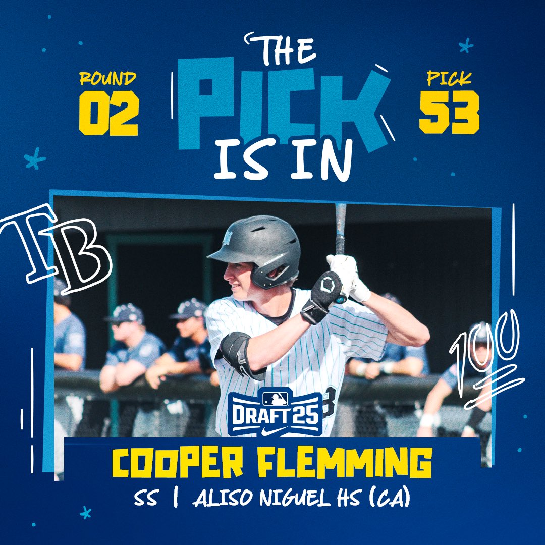 With our 2nd round pick, we've selected SS Cooper Flemming.

#RaysUp | #MLBDraft