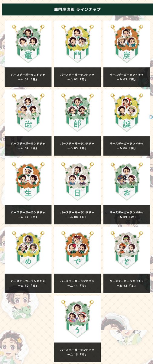 鬼滅の刃」繋がるバースデーガーランド チャームくじ「 竈門炭治郎