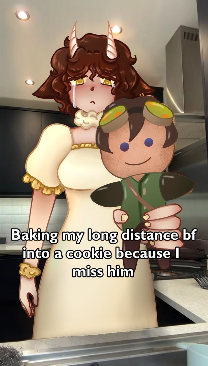 Baking my long distance bf into a cookie because I miss him  #art #meme