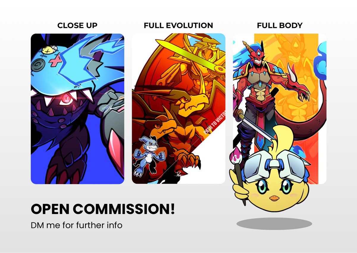 danzart_24's tweet image. Hello guys! Im open for a commission ✨
DM for further info, or you can reply on this post if you are interested. Like and share are very appreciated. Thank you ✨
#Digimon #commissionsopen #digimonfanart #デジモン