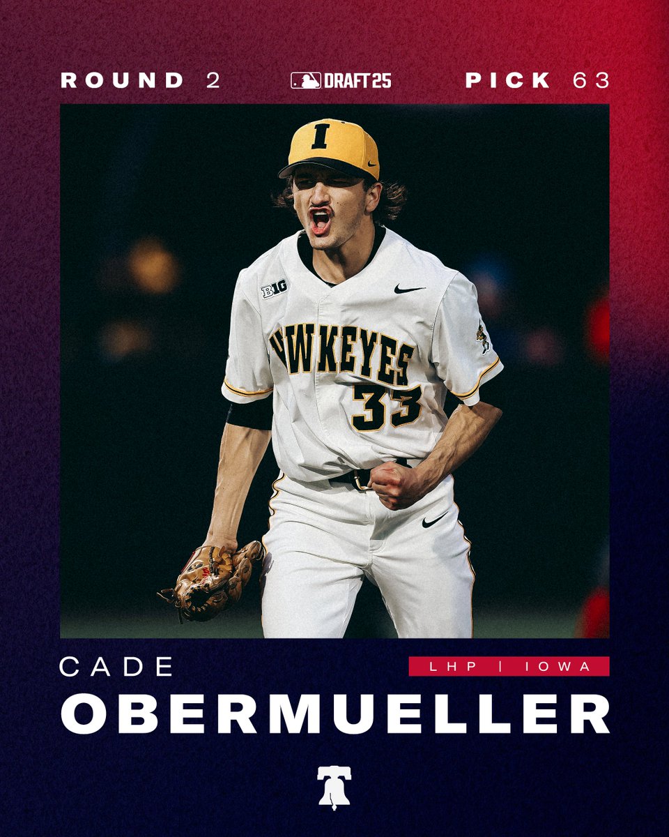 PhilsPlayerDev's tweet image. With the 63rd pick of the MLB Draft, the Phillies have selected LHP Cade Obermueller
#RingTheBell x #MLBDraft