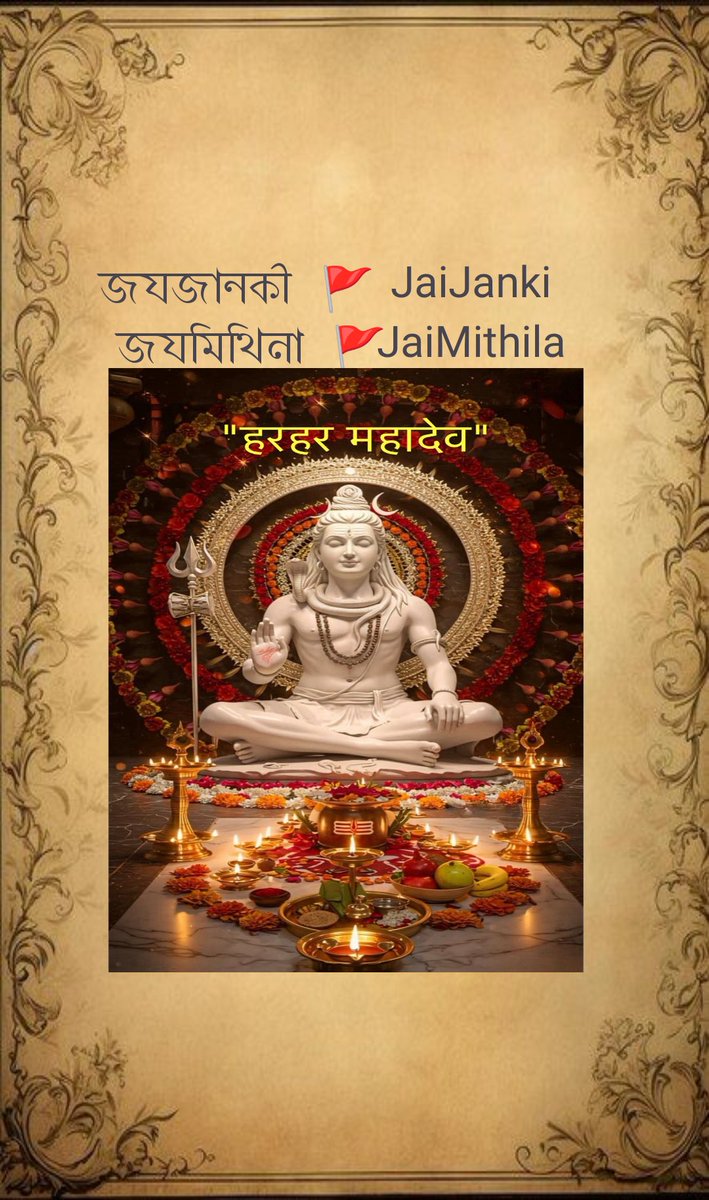Sumina jha मिथिला सं छी🛖🍀☘️🍀 (@jhasumina31447) on Twitter photo <a href="/TeamMithilaRajy/">Team Mithila Rajy (TMR) जय जानकी🏹</a>
*शंकर पूजन सभ करू, ऎल साओन मास।*
*काँवर ल' क' जल भरू, करू त' सोम उपास।।*
*करू त' सोम उपास, फूल जल चढ़ाउ शिव कें।*
*भांग धतूरक पात, चढ़ा सभ मनाउ शिव कें।*
*होइथ रुद्र प्रसन्न, दूर जिनगी सँ' कंकर-*
*प्रथम आइ अछि सोम, करू सभ पूजन शंकर।।* <a href="/TeamMithilaRajy/">Team Mithila Rajy (TMR) जय जानकी🏹</a>
*शंकर पूजन सभ करू, ऎल साओन मास।*
*काँवर ल' क' जल भरू, करू त' सोम उपास।।*
*करू त' सोम उपास, फूल जल चढ़ाउ शिव कें।*
*भांग धतूरक पात, चढ़ा सभ मनाउ शिव कें।*
*होइथ रुद्र प्रसन्न, दूर जिनगी सँ' कंकर-*
*प्रथम आइ अछि सोम, करू सभ पूजन शंकर।।*