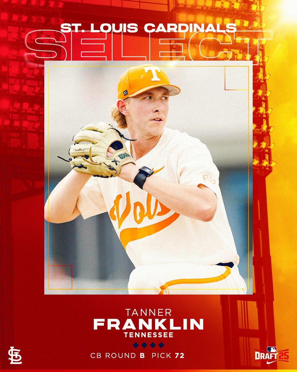 With the 72nd pick in the 2025 MLB Draft, the St. Louis Cardinals select RHP Tanner Franklin!
