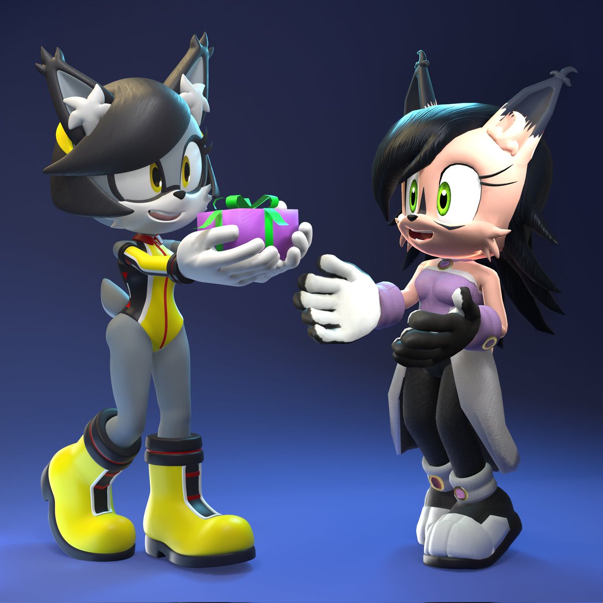A quick render I threw together of my Sonic OC Neo the Lynx giving Nicole a gift!

I wish I could've done something a lot more special for the occasion. But I got a lot going on. But right now we celebrate Nicole's birthday!