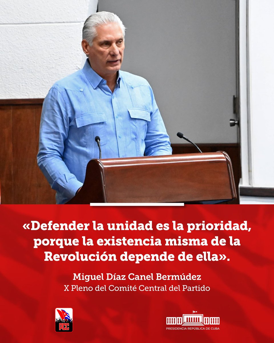 Presidencia Cuba 🇨🇺 (@presidenciacuba) on Twitter photo 🇨🇺| Presidente <a href="/DiazCanelB/">Miguel Díaz-Canel Bermúdez</a>:
"Defender la unidad es la prioridad, porque la existencia misma de la Revolución depende de ella".
🔗| youtu.be/x9ZnEEMEktY?si… 🇨🇺| Presidente <a href="/DiazCanelB/">Miguel Díaz-Canel Bermúdez</a>:
"Defender la unidad es la prioridad, porque la existencia misma de la Revolución depende de ella".
🔗| youtu.be/x9ZnEEMEktY?si…