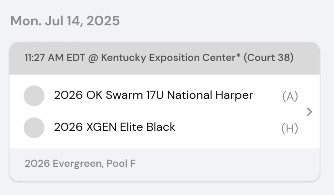 robb2026's tweet image. Due to cancelations, we play at 11:27 on court 38 tomorrow! Come check us out!! @2026_swarm @OklahomaSwarm1 @HarrahWBB