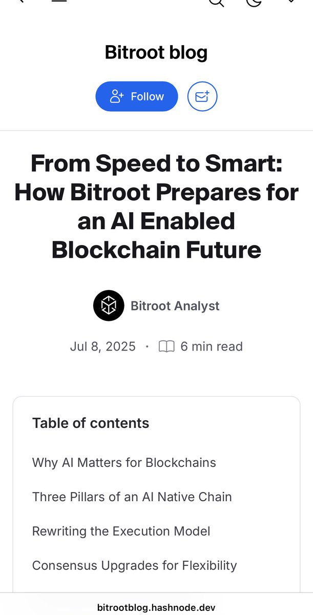 🚀 From Speed to Smart: Bitroot isn’t just building a faster chain
it’s building the foundation for intelligent, AI-ready blockchain infrastructure 🤖⚡️

With sub-second parallel execution, AI agent zones, and a rebuilt EVM engine… 

Bitroot is preparing to host smart contracts