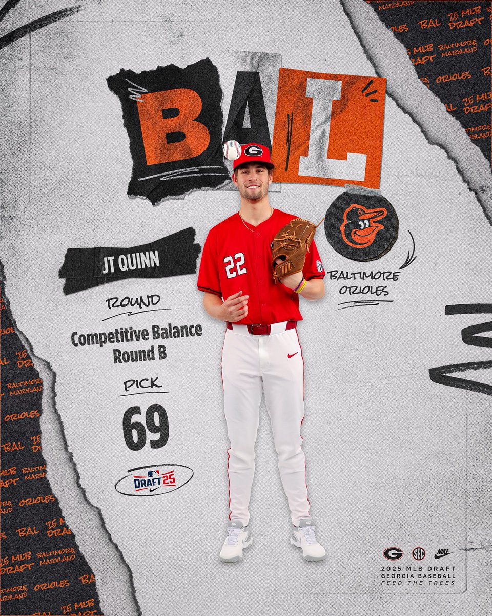 Dawgs ➡️ Orioles

With the 69th pick, the <a href="/Orioles/">Baltimore Orioles</a> select <a href="/quinnjt1/">JT Quinn</a>

#GoDawgs