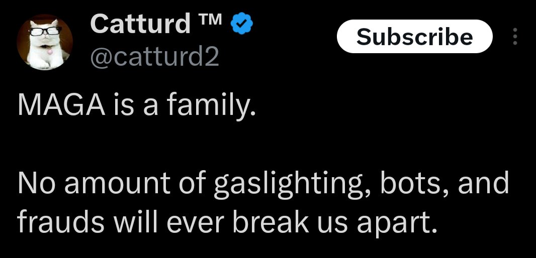 “MAGA is a family.”

Yes, the kind where truth is treason, questions are abuse, and the patriarch is always right... no matter how many children get hurt.

Held together not by love, but obedience under threat of exile.