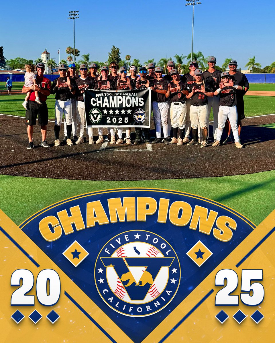FiveToolCA's tweet photo. 🏆CHAMPIONS🏆 

Congrats to @NorCalU1 Evo 2027 on winning the 16U Division of the @FiveTool California SoCal OC Show!  

#WatchEm https://t.co/BIHBWpuGfa