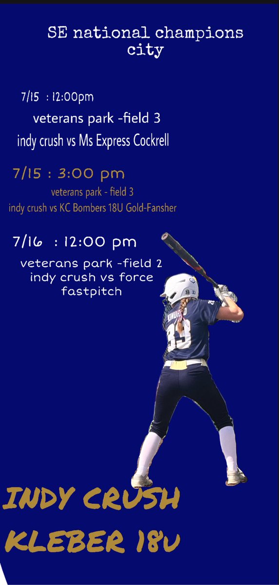 makayla (@makaylak33) on Twitter photo This upcoming week in tennessee come watch or tune in on game changer!!
<a href="/MU_SpartanSB/">Manchester University Softball</a> <a href="/CoachHoelmer/">Coach Hoelmer</a> <a href="/stephenoswald2/">Coach Ozzy</a> <a href="/CoachGJCary/">Gregory Cary</a> <a href="/mrcloe04/">🥎 Coach Cloe 🥎</a> <a href="/CoachManusos/">Coach Ashley Manusos</a> <a href="/HillCollegeSB/">Hill College Softball</a> <a href="/IndWesSoftball/">IWU Softball</a> <a href="/IndyCrushKleber/">Indy Crush Kleber</a> <a href="/ICladybluesSB/">Illinois College SB</a> This upcoming week in tennessee come watch or tune in on game changer!!
<a href="/MU_SpartanSB/">Manchester University Softball</a> <a href="/CoachHoelmer/">Coach Hoelmer</a> <a href="/stephenoswald2/">Coach Ozzy</a> <a href="/CoachGJCary/">Gregory Cary</a> <a href="/mrcloe04/">🥎 Coach Cloe 🥎</a> <a href="/CoachManusos/">Coach Ashley Manusos</a> <a href="/HillCollegeSB/">Hill College Softball</a> <a href="/IndWesSoftball/">IWU Softball</a> <a href="/IndyCrushKleber/">Indy Crush Kleber</a> <a href="/ICladybluesSB/">Illinois College SB</a>