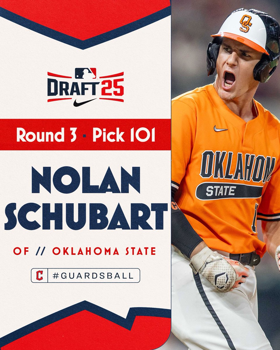 With the 101st pick in the 2025 MLB Draft, we have selected OF Nolan Schubart out of Oklahoma State University.

#GuardsBall