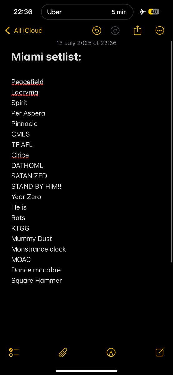 L0VEROCKETS's tweet photo. Miami setlist from what I can remember! 🥹🖤 https://t.co/2zupdae4aO