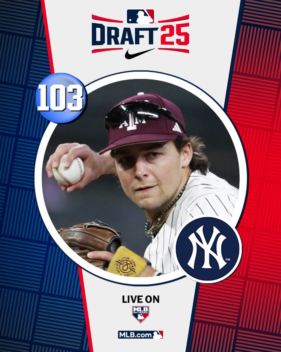 MLB Draft (@mlbdraft) on Twitter photo With their 3rdāround pick (No.āÆ103 overall), the <a href="/Yankees/">New York Yankees</a> select <a href="/AggieBaseball/">Texas A&M Baseball</a> shortstop Kaeden Kent.
Watch LIVE: atmlb.com/40jjQvg With their 3rdāround pick (No.āÆ103 overall), the <a href="/Yankees/">New York Yankees</a> select <a href="/AggieBaseball/">Texas A&M Baseball</a> shortstop Kaeden Kent.
Watch LIVE: atmlb.com/40jjQvg