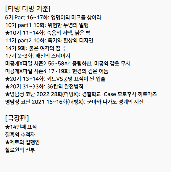 GEB0__'s tweet photo. 척안의 잔상 보기 전에 봐야�� 코난 리스트.. 공식이랑 틋터에 있던 거 정리해서 내가 보려고 만든 건데 공유합니당 https://t.co/jLMKn082xR