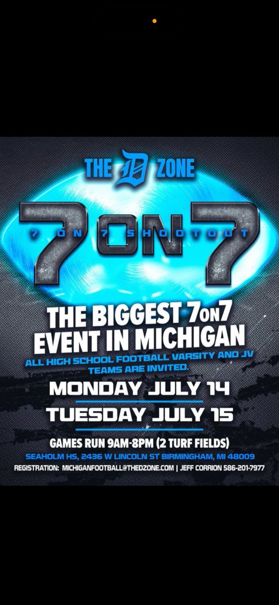 Stone Trevino (@stone_trevino) on Twitter photo I Will be at the D Zone 7 on 7 shootout with North Farmington Tomorrow. I can’t wait to compete. Go Raiders!
<a href="/CoachHerstein/">Coach Herstein</a> <a href="/NFRaidersFBall/">North Farmington Football</a> <a href="/PrepRedzoneMI/">Prep Redzone Michigan</a> <a href="/alex_pallone/">Alex Pallone</a> <a href="/QBHitList/">QBHitList.com</a> <a href="/AllenTrieu/">Allen Trieu</a> <a href="/QuarterbackUniv/">Donovan Dooley</a> <a href="/D1QBLAB/">D1QB LAB</a> <a href="/Coach4254/">Coach Popp</a> I Will be at the D Zone 7 on 7 shootout with North Farmington Tomorrow. I can’t wait to compete. Go Raiders!
<a href="/CoachHerstein/">Coach Herstein</a> <a href="/NFRaidersFBall/">North Farmington Football</a> <a href="/PrepRedzoneMI/">Prep Redzone Michigan</a> <a href="/alex_pallone/">Alex Pallone</a> <a href="/QBHitList/">QBHitList.com</a> <a href="/AllenTrieu/">Allen Trieu</a> <a href="/QuarterbackUniv/">Donovan Dooley</a> <a href="/D1QBLAB/">D1QB LAB</a> <a href="/Coach4254/">Coach Popp</a>