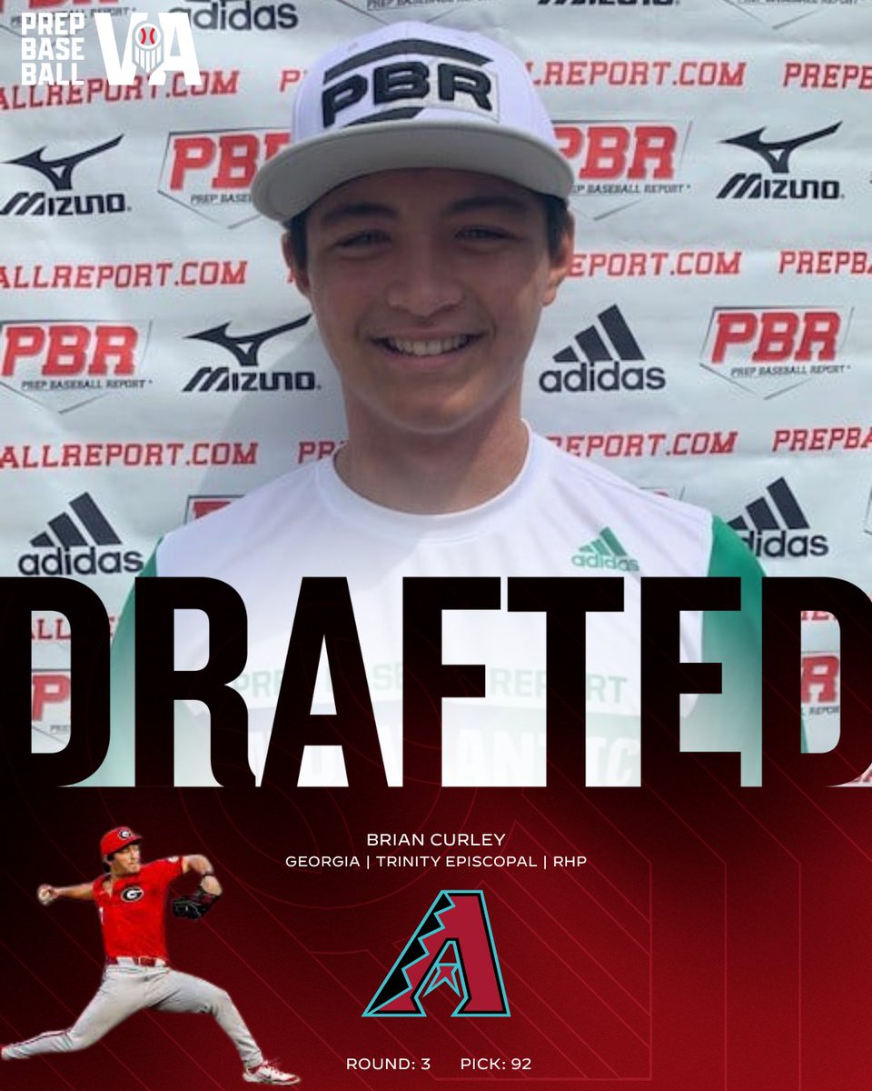 Prep Baseball Virginia/DC (@prepbaseballva) on Twitter photo Round 3, Pick 92: RHP Brian Curley
The <a href="/Dbacks/">Arizona Diamondbacks</a> have selected <a href="/BaseballUGA/">Georgia Baseball</a> RHP Brian Curley with the 92nd pick of the 2025 #MLBDraft
.<a href="/TES_Athletics/">Trinity Athletics</a> and Prep Baseball Future Games Alum #PBRFG20
Profile ๐๐loom.ly/UctljtY Round 3, Pick 92: RHP Brian Curley
The <a href="/Dbacks/">Arizona Diamondbacks</a> have selected <a href="/BaseballUGA/">Georgia Baseball</a> RHP Brian Curley with the 92nd pick of the 2025 #MLBDraft
.<a href="/TES_Athletics/">Trinity Athletics</a> and Prep Baseball Future Games Alum #PBRFG20
Profile ๐๐loom.ly/UctljtY