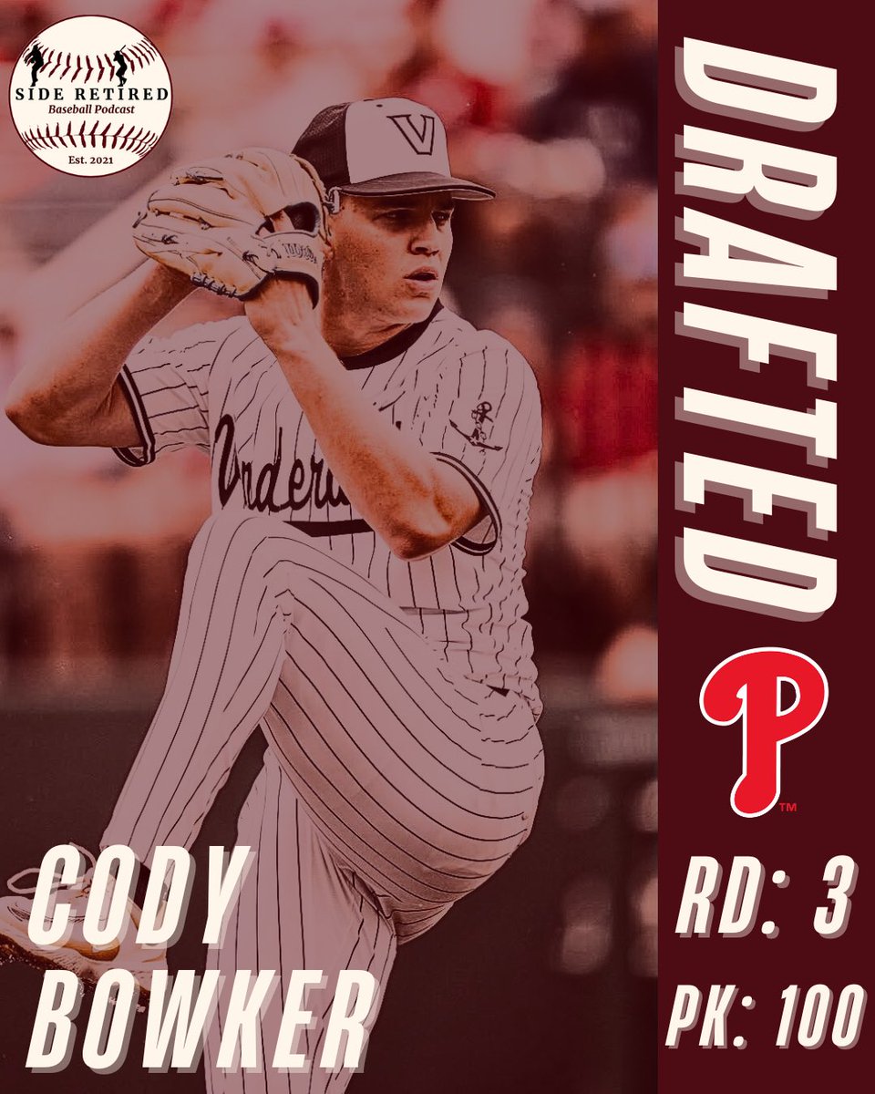 SideRetiredPod's tweet image. Big Time Congrats to #FriendOfThePod @BowkerCody on being selected by the @Phillies !!
Cody pitched to a 4.38 ERA over 16 starts with @VandyBoys after previously spending 2 seasons with @GtownBaseball !!