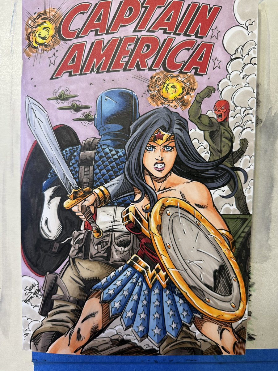 Sean Forney - Scarlet Huntress meets Mothman (@seanforneyart) on Twitter photo Wonder Woman and Captain America sketch cover commission finished for <a href="/Comic_Con/">Comic-Con International</a>
#SDCC Wonder Woman and Captain America sketch cover commission finished for <a href="/Comic_Con/">Comic-Con International</a>
#SDCC