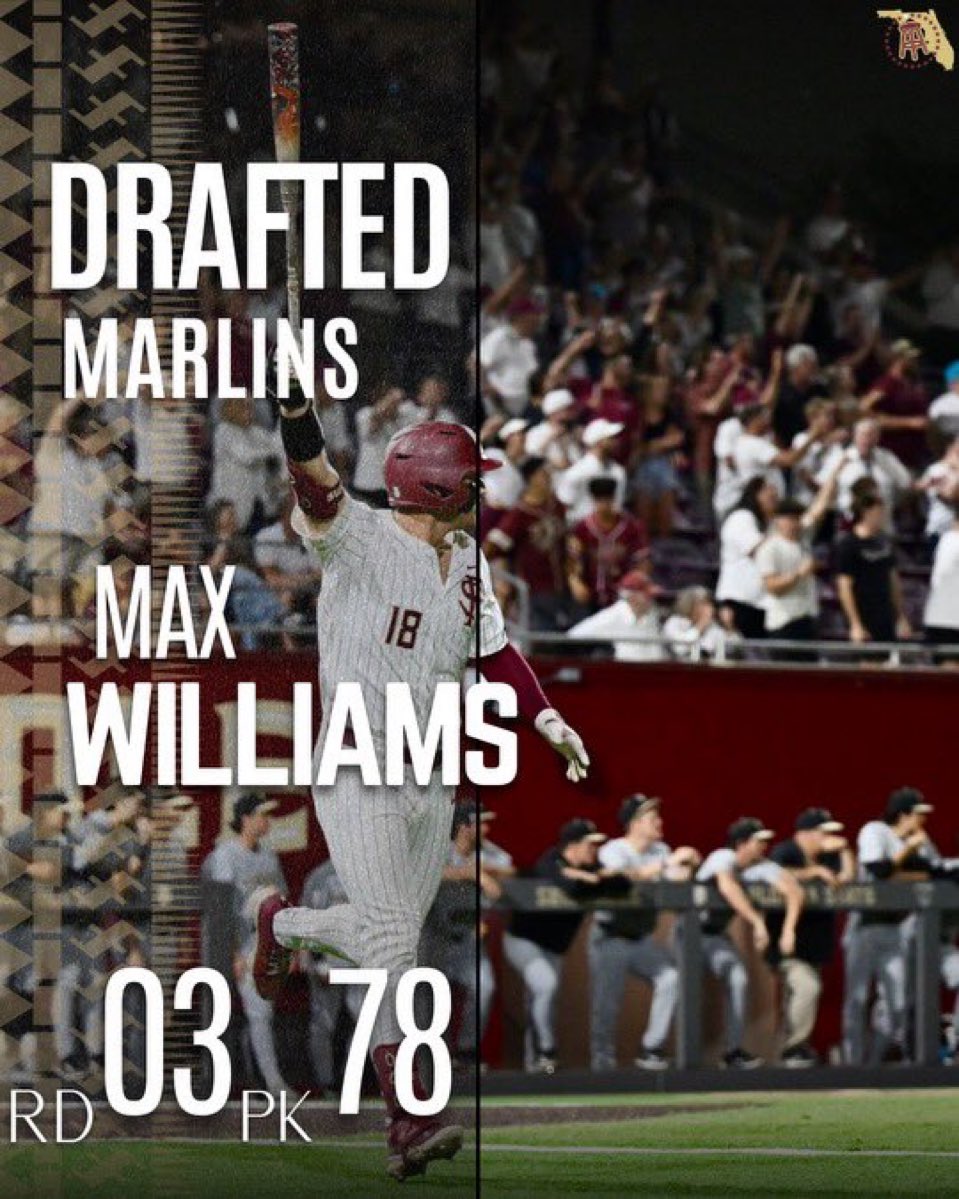FSU_Barstool's tweet image. Congrats to Max Williams on being drafted 78th overall by The Marlins MIAMI MAX IS HERE 🍢⚾️