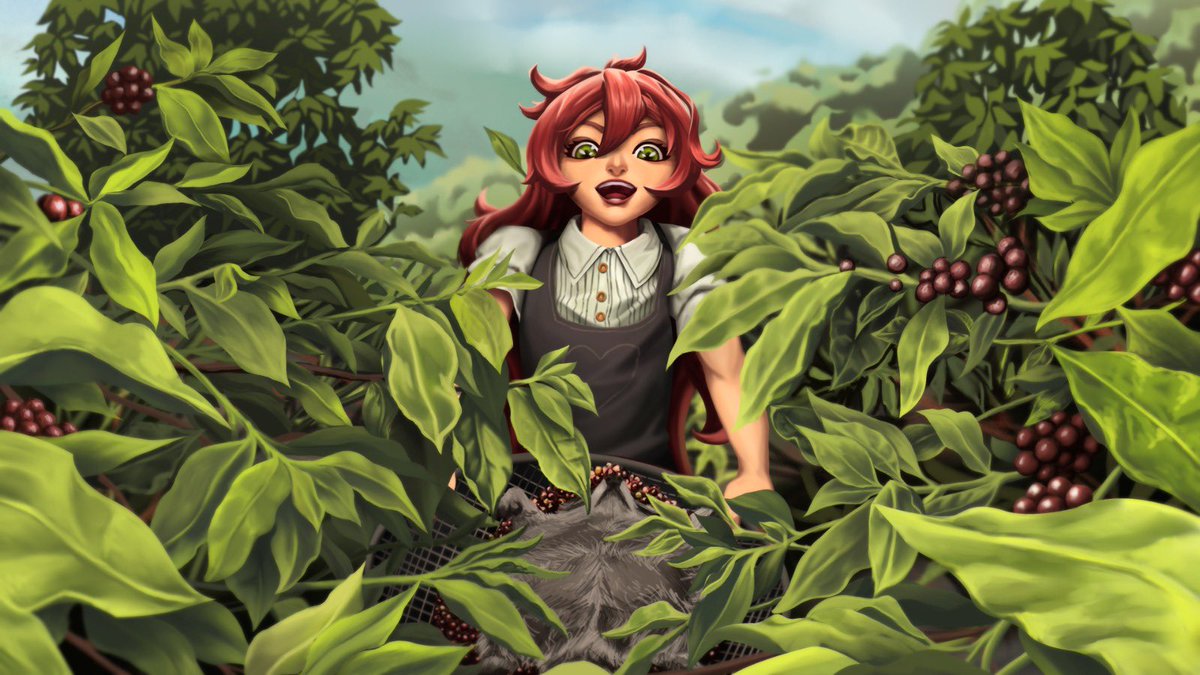 reshiputo's tweet image. My art for the month's theme for "Guerra de Ilustra", Norte Pioneiro + BrasilCoffeWeek
I decided to take advantage of the theme and start giving life to a fictional game of mine that involves little Aurora as the protagonist.