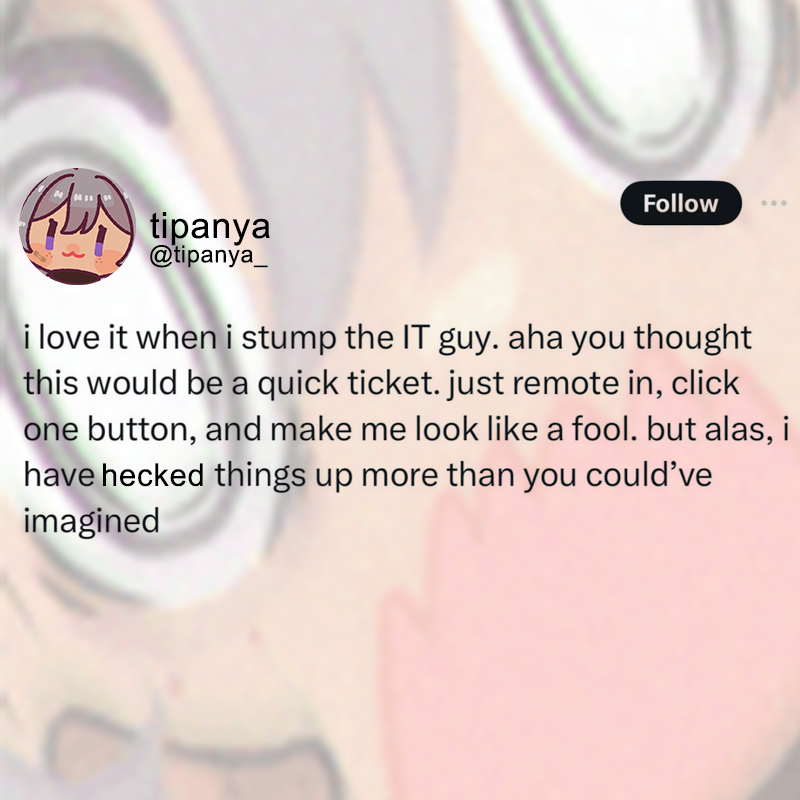 Tipanya_'s tweet image. I'm my own IT guyπ (stood up till 3 AM trying to figure out a Unity project)