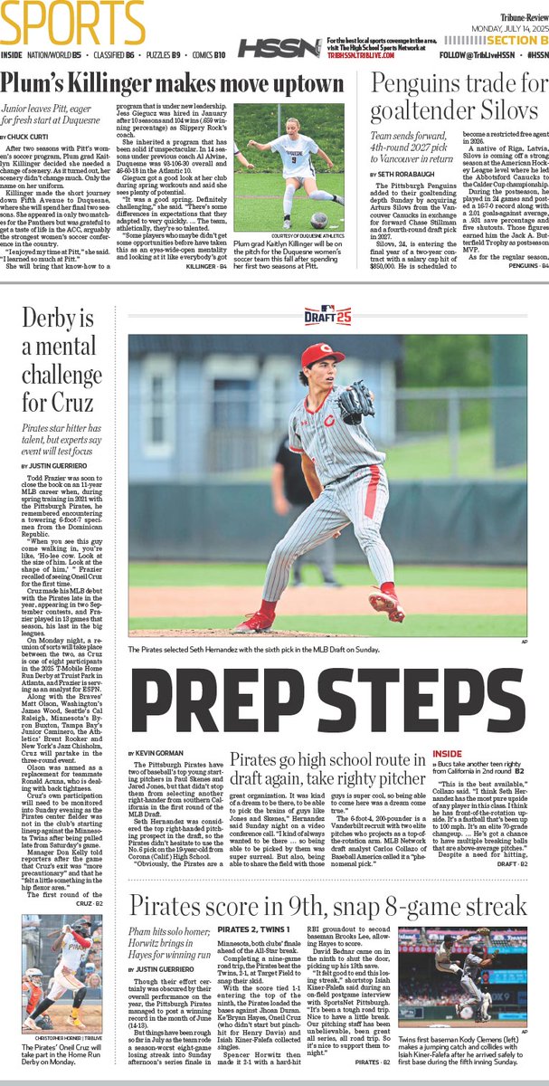 Here's an early look at Monday's #frontpage of @tribsports 

Subscribe: ➡️subscribe.triblive.com/?utm_source=tr…