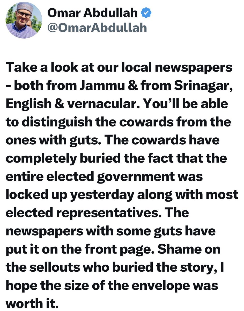 During UPA days, “size of the envelop” was couched in foreign jaunts along with the then Cong PMs, houses in Lutyen’s Delhi, memberships to exclusive clubs and what not…

What is really hurting the UPA partner below people have realised the shenanigans of UPA &amp; Lutyen’s media