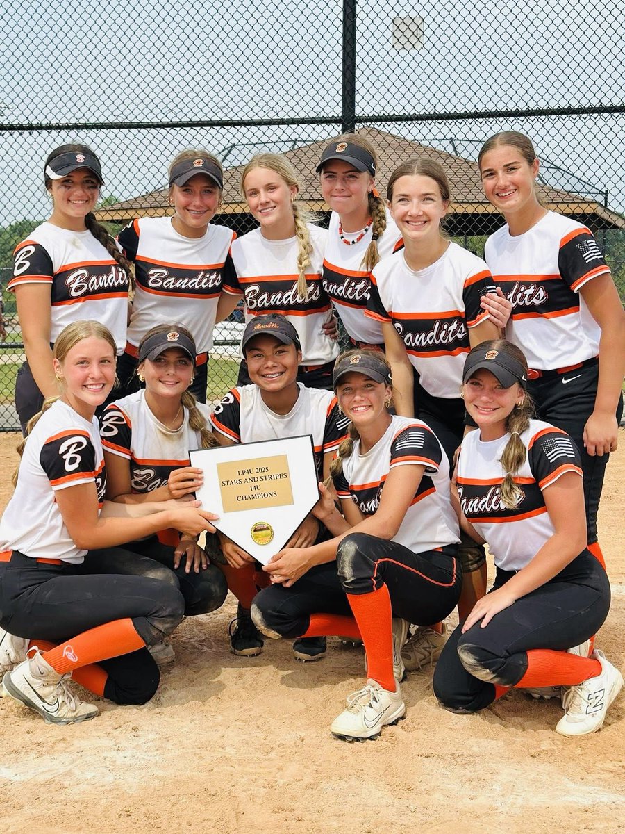 Champs! 🏆 Bandits went 7-0 to win the Gold Bracket at LP4U Stars &amp; Stripes 🇺🇸
80 runs scored | .449 team BA | 6 HRs
Now in St. Louis for Triple Crown Nationals — pool play starts tomorrow at 8AM! Let’s go, Bandits! 💪🥎
 <a href="/tagupSoftball/">tagup</a> <a href="/ExtraInningSB/">EXTRA INNING SOFTBALL</a> <a href="/LineDsoftball/">Line Drive Media</a>