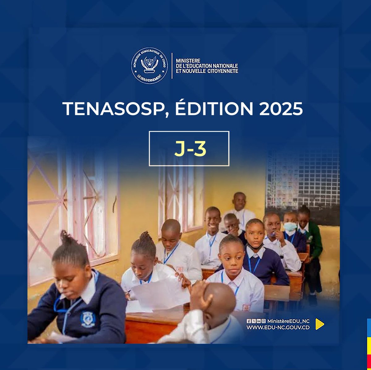 Test national de sélection et d'orientation scolaire et professionnelle 2025  : J-3

#EDUNC
#TENASOSP
#EDUCATIONPOURTOUS