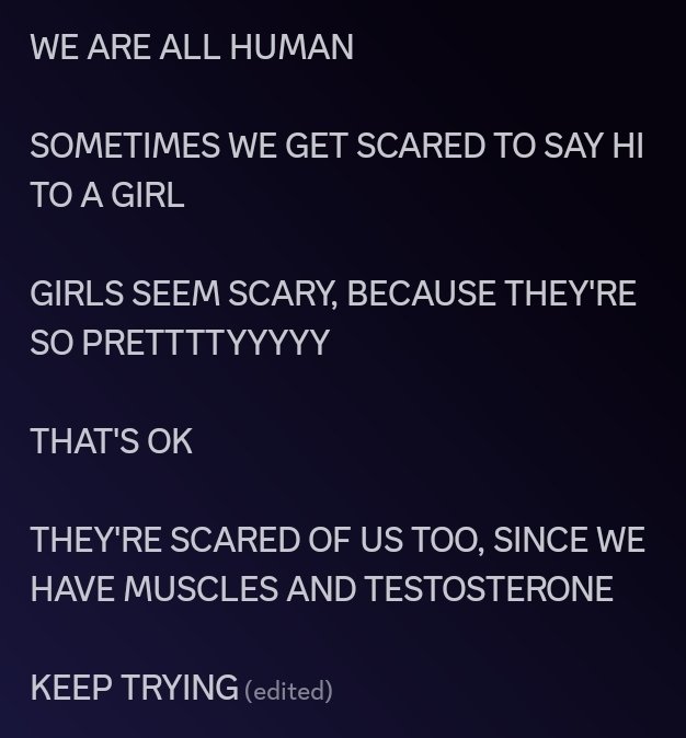 andywellsishere's tweet image. Motivation I sent to one of my coaching clients, who's scared to approach women.
Maybe this will help one of you.