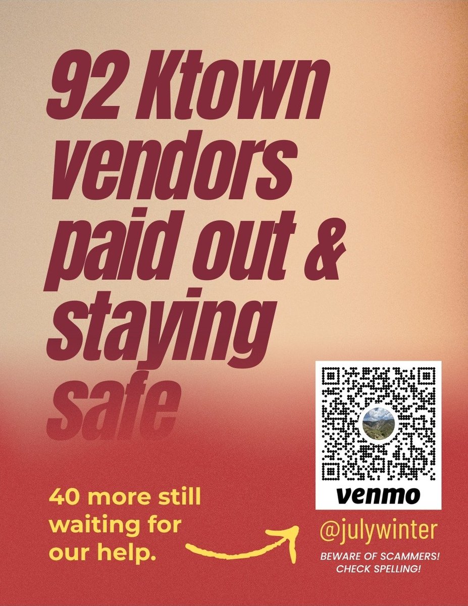 It must be so hard to be a kidnapper in Ktown right now! Can't find a parking spot... No one around to sell you a fruit cup... because the community has helped pay their rent and THEY ARE SAFE INSIDE! So sad.

If you can, please share/donate. Let's clear the wait list.