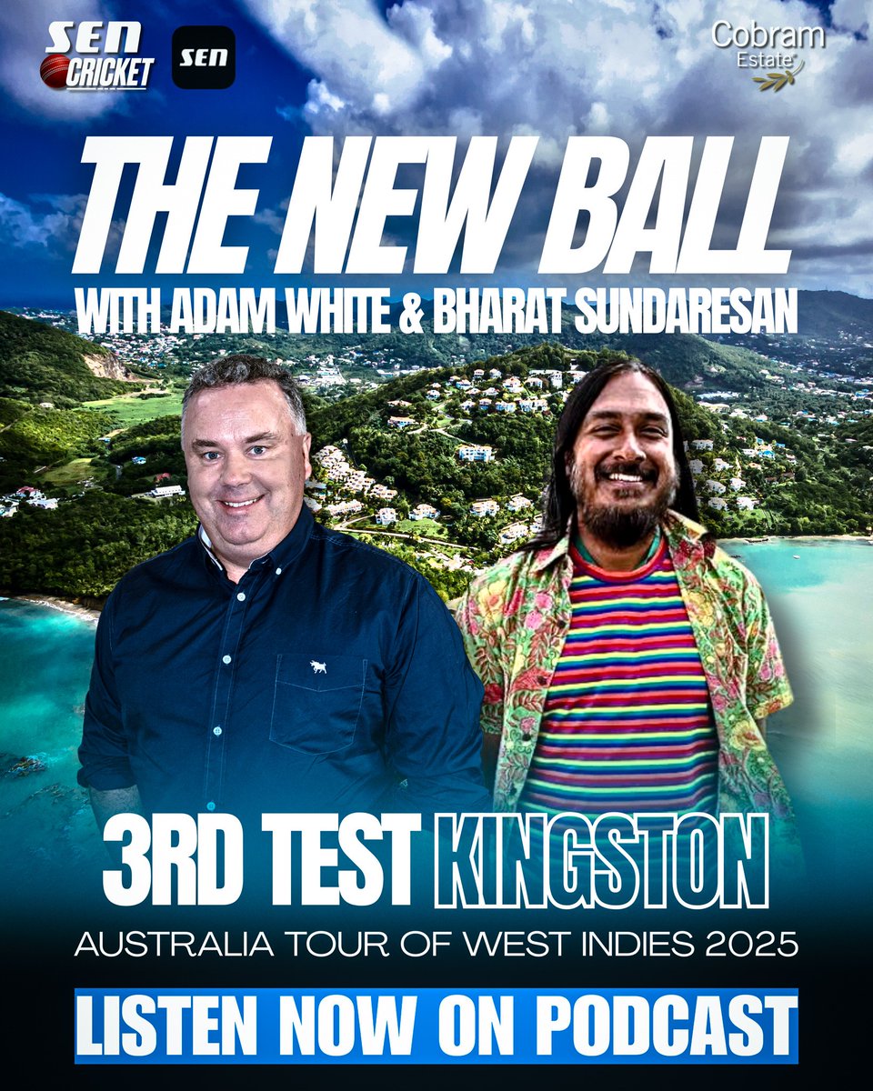 SEN Cricket (@sen_cricket) on Twitter photo LISTEN | Catch up on all the action from Kingston with <a href="/White_Adam/">Adam White</a> and <a href="/beastieboy07/">Bharat Sundaresan</a>!
- All the day two highlights from the SEN call
- Konstas' struggles
- Cam Green shines
- Plus a chat with Scott Boland
podtrac.com/pts/redirect.m… LISTEN | Catch up on all the action from Kingston with <a href="/White_Adam/">Adam White</a> and <a href="/beastieboy07/">Bharat Sundaresan</a>!
- All the day two highlights from the SEN call
- Konstas' struggles
- Cam Green shines
- Plus a chat with Scott Boland
podtrac.com/pts/redirect.m…