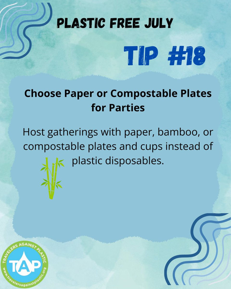 TAPcampaign's tweet image. Choose Paper or Compostable Plates for Parties.
Host gatherings with paper, bamboo, or compostable plates and cups instead of #plastic disposables.