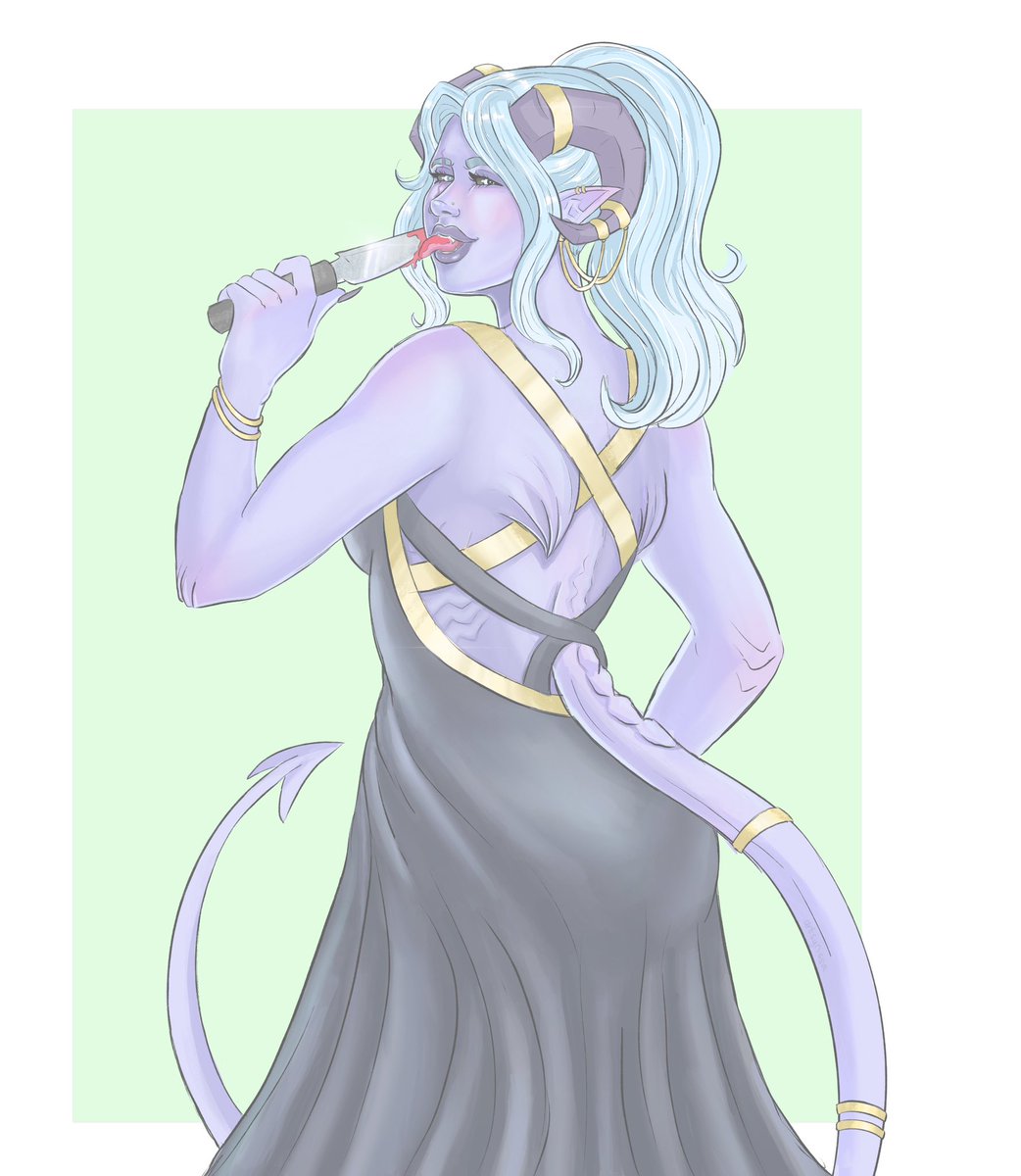 Finally did a piece of my girl. I love her so much. I’m experimenting with my style again, since I’ve reached that point where I hate it 💀

#bg3 #bg3tav #tiefling #bg3art