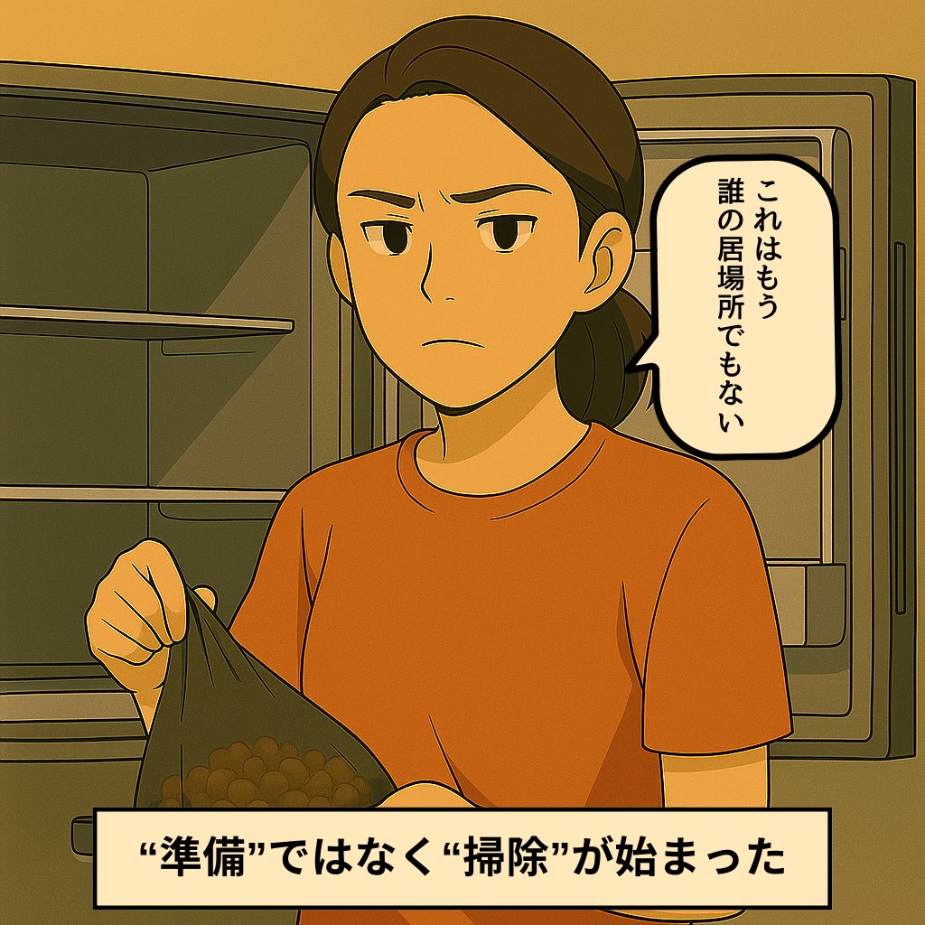 【100日後に夫婦を離婚させたい娘の物語：68日目】
母が冷蔵庫の中の父の好物を捨て始めた。それは“準備”ではなく、むしろ“掃除”の始まりだった。