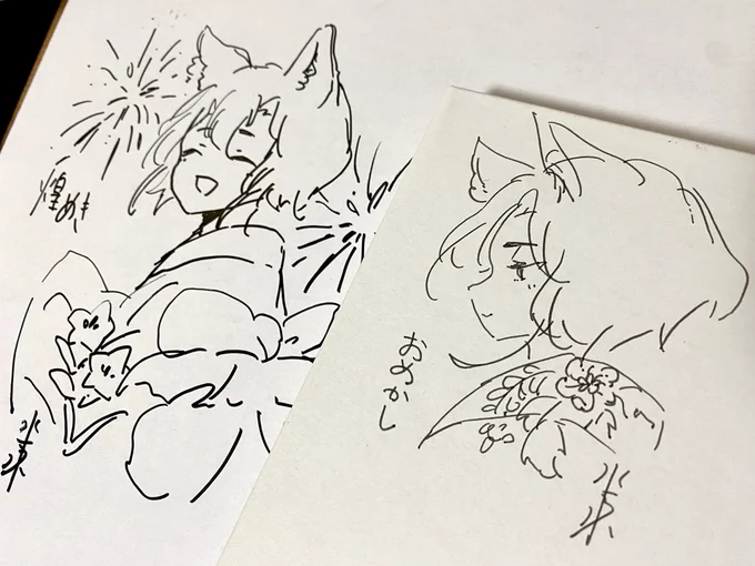 毎回、額装した作品は箱の表にイラストを描いてます✏️ 