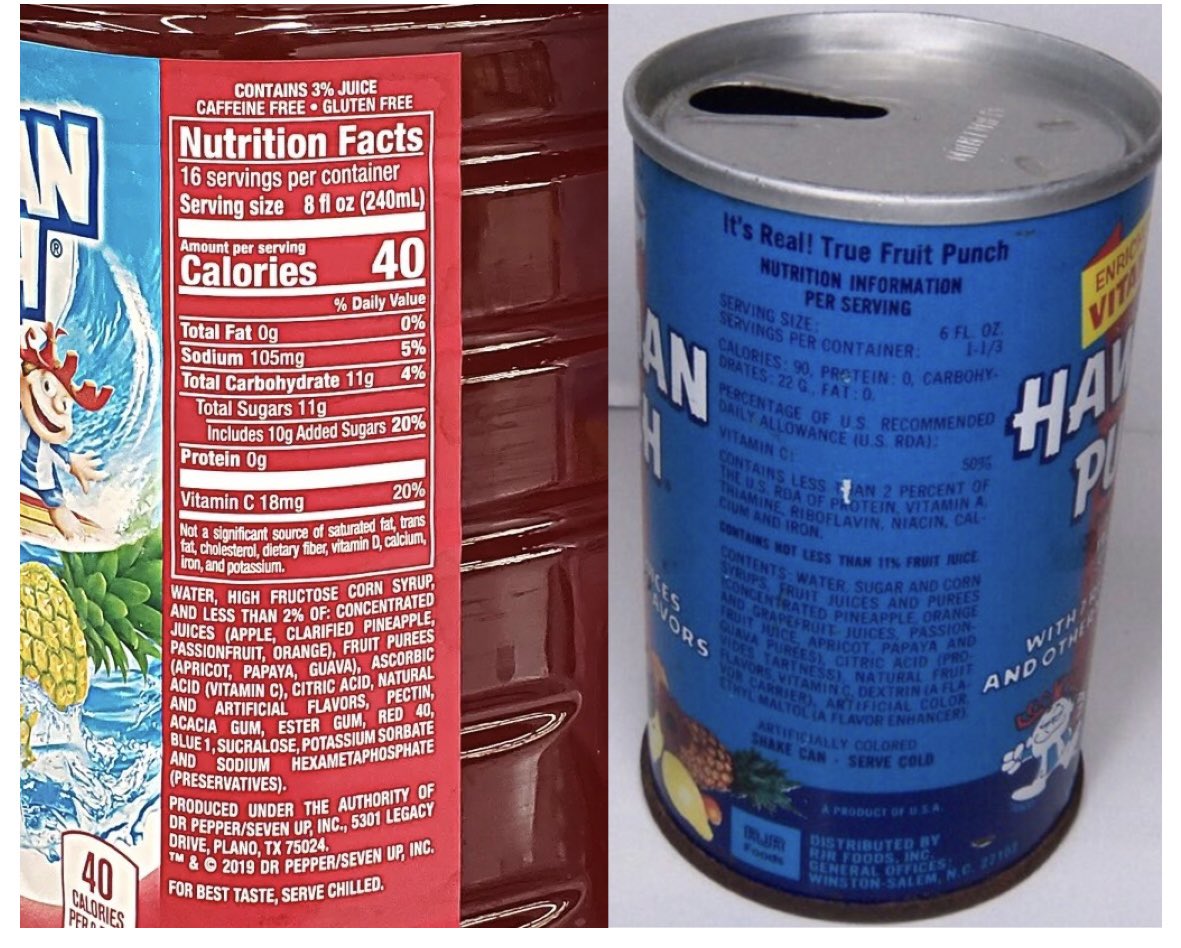 gptftw's tweet image. Ingredients for 2025 Hawaiian Punch vs 1980 Hawaiian Punch.
Not sure we came a long way. What do you think?