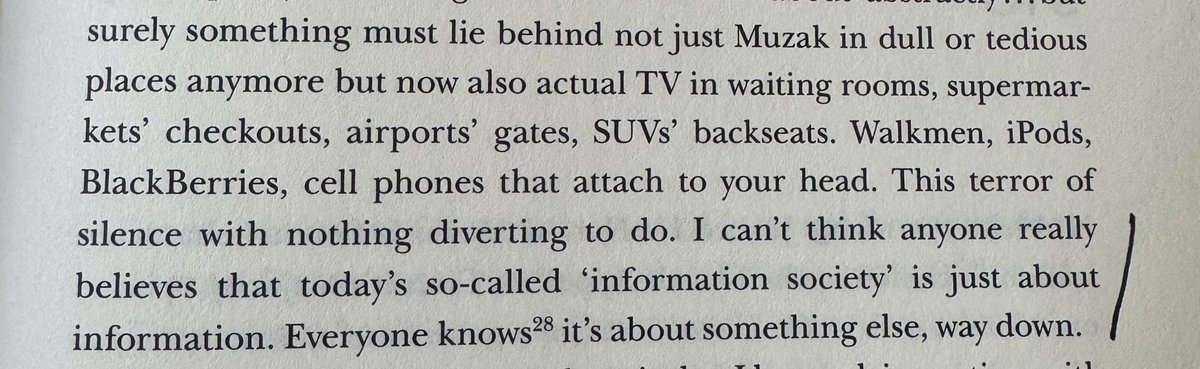 In another life, David Foster Wallace would’ve been a Thielian character, a legendary venture capitalist with his uncanny ability to see trends decades early. Here he is in 2005, pinpointing exactly what it feels like to be online in 2025 

And it’s funny too because today, 2005