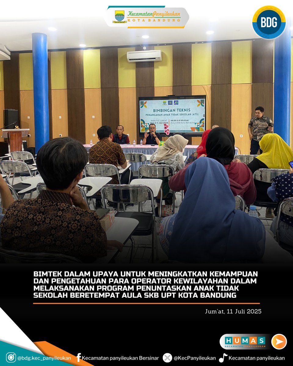 Menghadiri Bimbingan Teknis (Bimtek) dalam upaya untuk meningkatkan kemampuan dan pengetahuan para operator kewilayahan dalam melaksanakan Program Penuntaskan Anak Tidak Sekolah beretempat Aula SKB UPT Kota Bandung. Jum'at, 11 Juli 2025