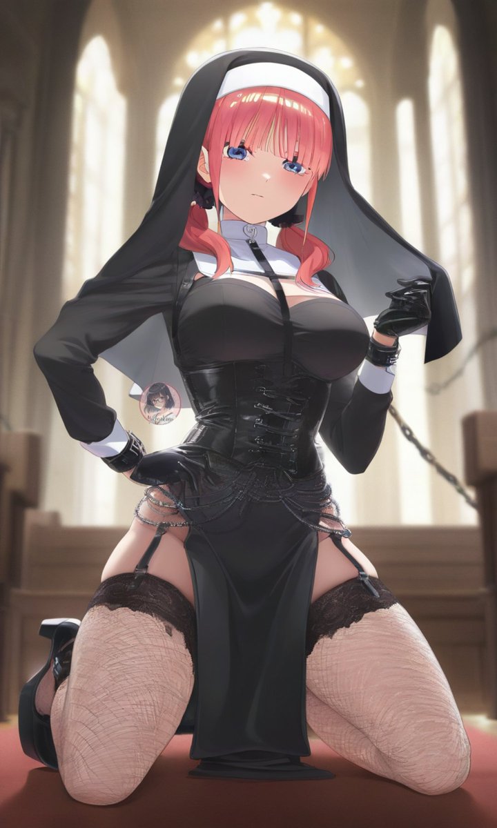 yocenakano's tweet image. #nakanomiku #nakanonino #NakanoIchika #QuintessentialQuintuplets #AIart #nun #sexy