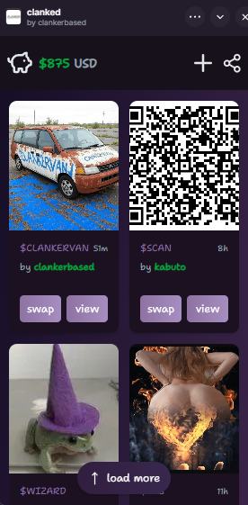 clankerbased's tweet image. cast to earn
just click share button on the clanked mini apps and cast it
get 10% rewards fees if someone open clanked mini apps from your cast and make a memecoin.
farcaster.xyz/miniapps/JhUeq…